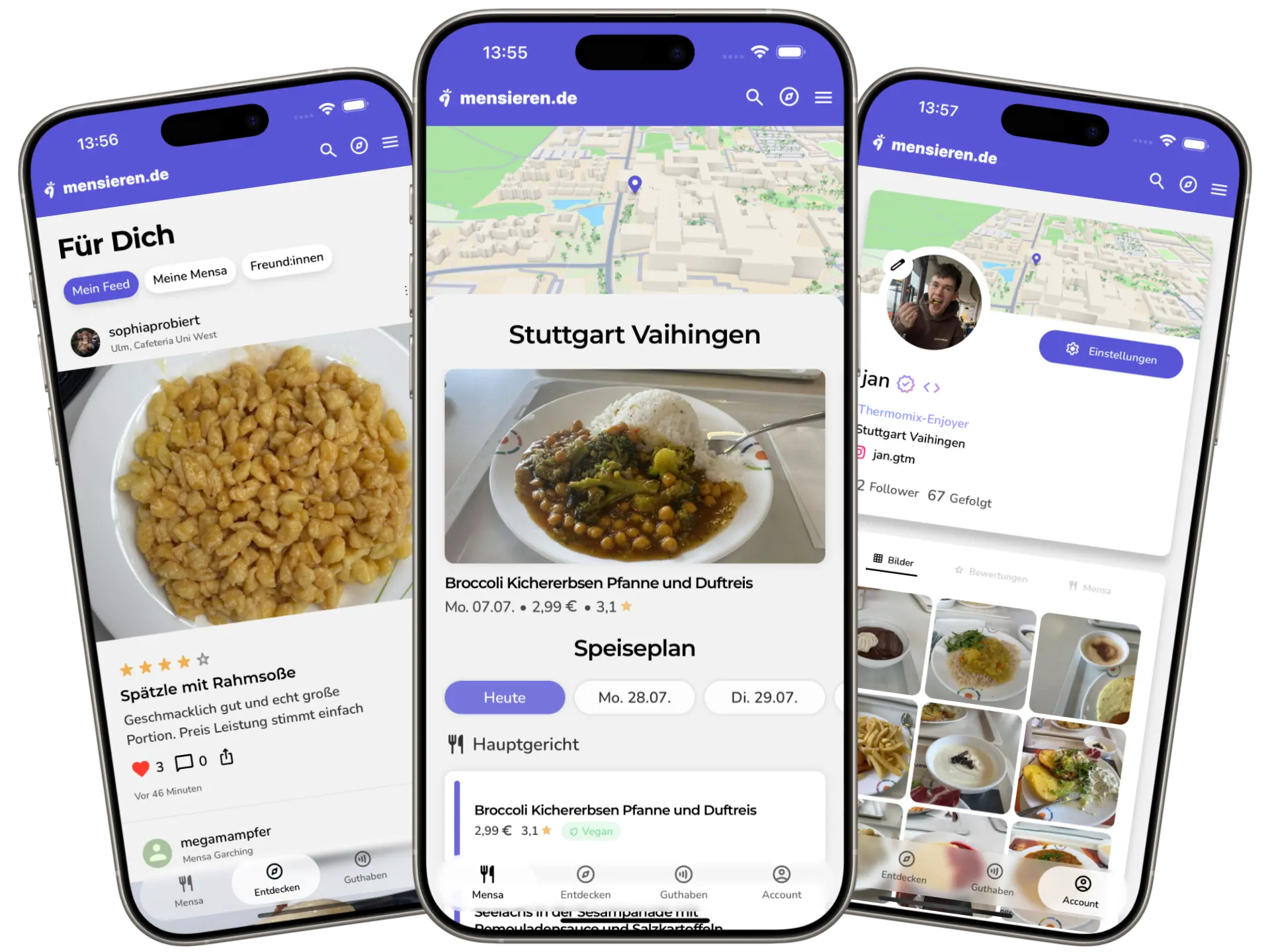 mensieren.de App Interface